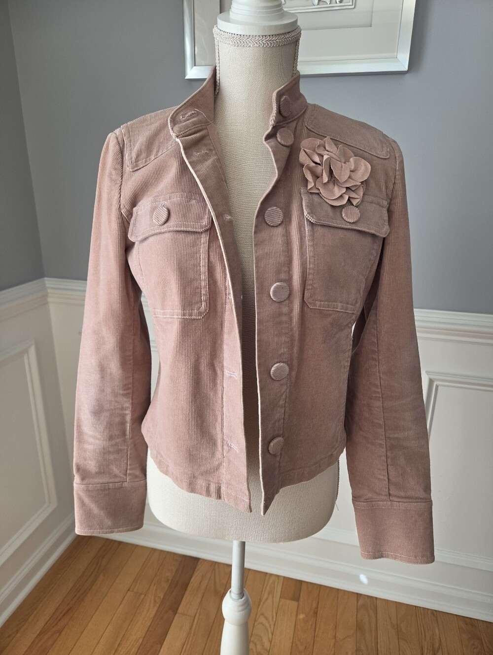 City DKNY Dusty Pink Corduroy Fitted Jacket Womens Size 4